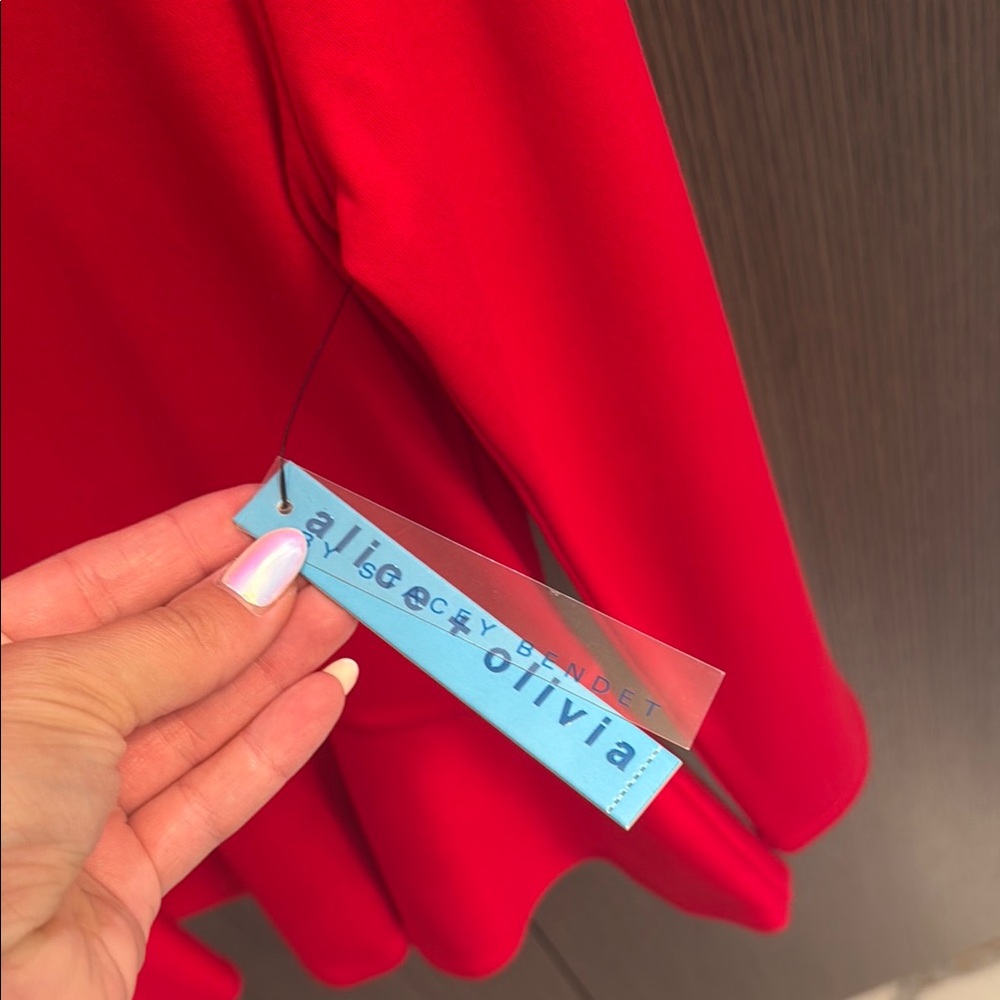 Alice + Olivia Red Long Sleeve Peplum Blouse - Picture 6 of 16